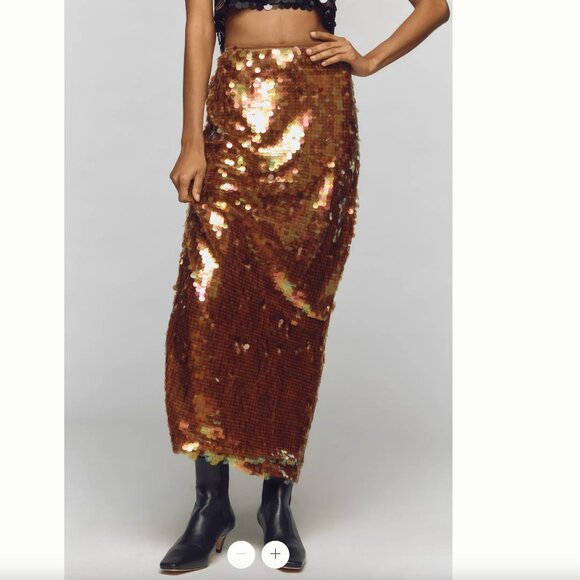 Anthropologie Maeve Iridescent Sequin Maxi Skirt - Picture 5 of 9